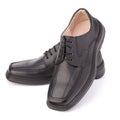 Black glossy manÃ¢â¬â¢s shoes with shoelaces